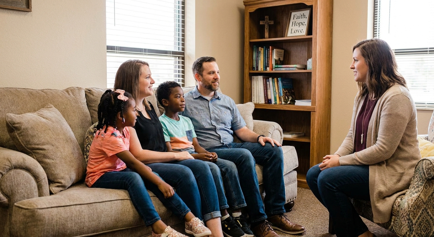 Adoptive family receiving Christian counseling support in Lubbock
