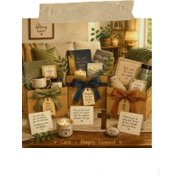 Rooted semester package gift boxes with candles and encouragement cards